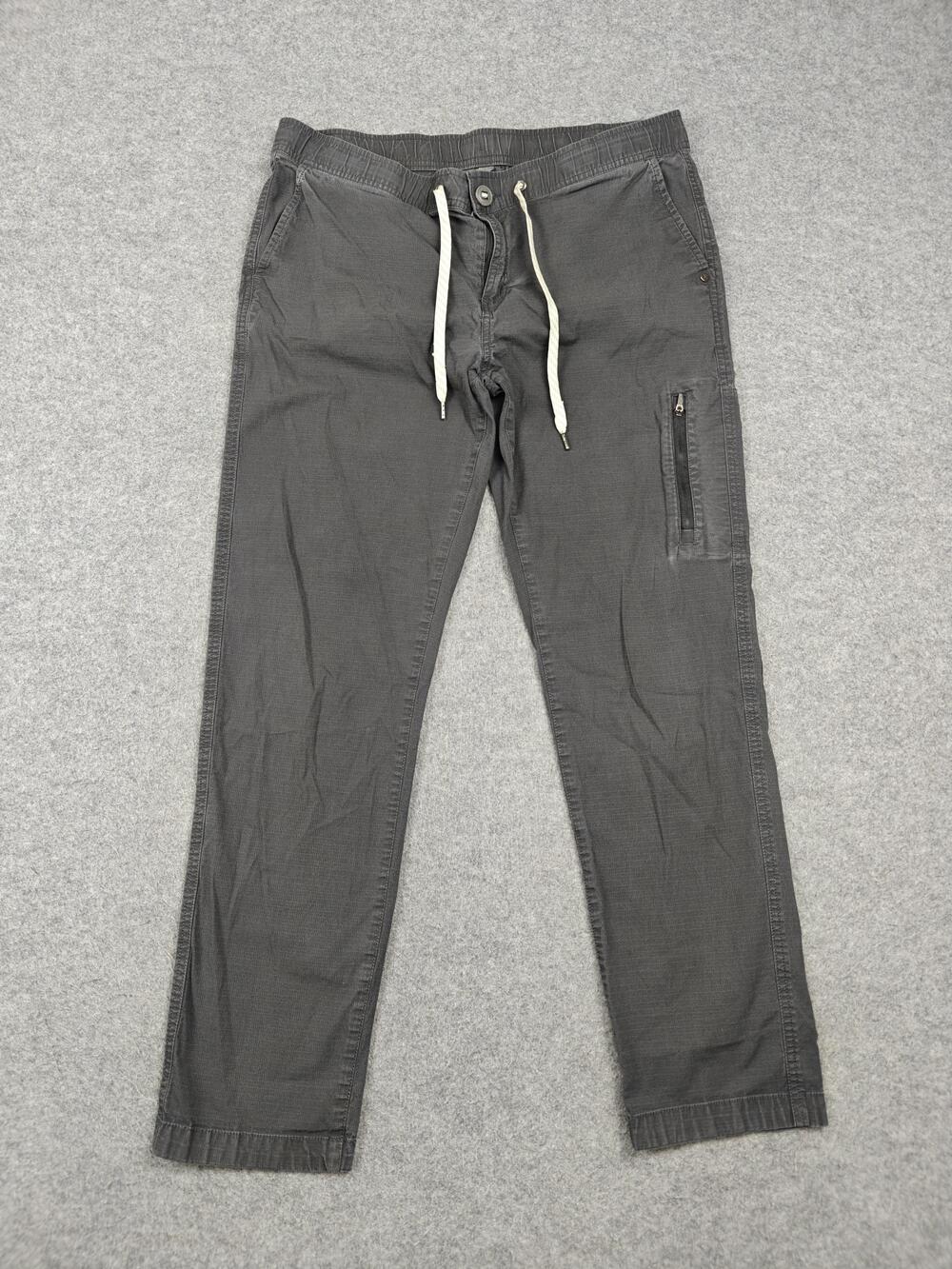 Vuori Pants Mens Large Gray Jogger Slim Stretch Drawstring Cargo Pocket